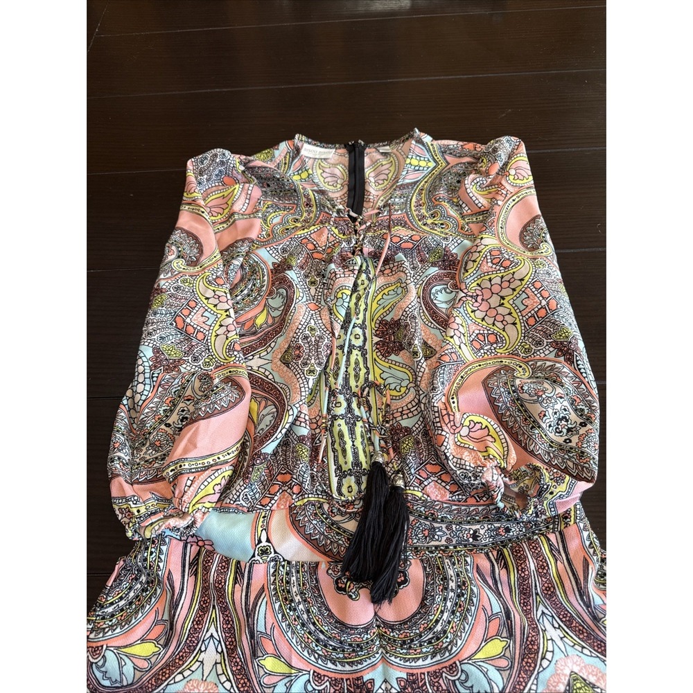 Bisou Bisou Paisley Boho Romper Size M,multicolor - Picture 3 of 8